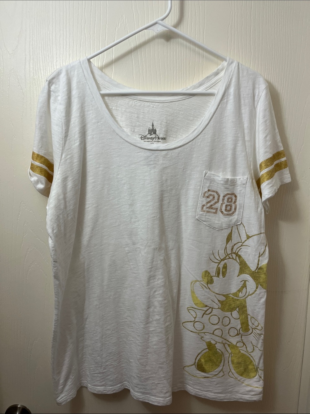 Disney White Tee with Gold Minnie Graphic